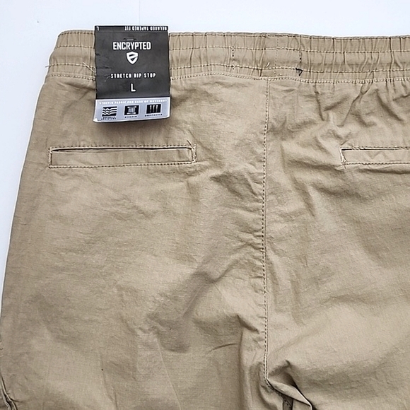 ENCRYPTED Mens Relaxed Tapered Fit Jogger Sand Stretch Breathable 6 Pockets Sz L - Picture 9 of 16